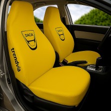 Dacia Logolu Sarı Penye Oto Koltuk Kılıfı Ön ve Arka Takım - Servis Koltuk Koruma