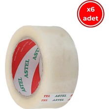 Astel Koli Bandı,  6 Adet, 45 mm x 40 M, Şeffaf, Hotmelt Yapışkan
