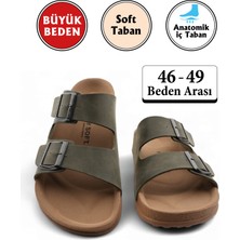 Haki Renk Anatomik Taban Erkek Terlik (Büyük Beden 46-49)