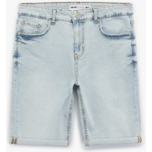 Koton Katlamalı Paça Cep Detaylı Pamuklu Slim Fit Jean Şort