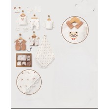 10 Parça Müslin Kumaş  Erkek Bebek Takım Gözlüklü Ayıcık Model