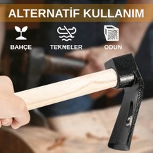 Beylini Çelik Keser Ekonomik Dayanıklı Odun Bahçe Ot Çift Yönlü Ahşap Ergonomik Saplı Profesyonel