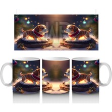 Yılbaşı Işıkları Arasında Şirin Köpekler – Baskılı Kahve Kupası