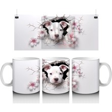 Çiçekli Dikenler Arasında Sevimli Köpek – Baskılı Kahve Kupası