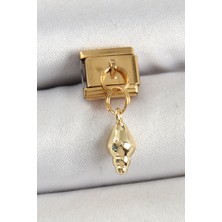 316L Çelik Sallantılı Deniz Kabuğu Model Gold Renk Nomination Charm