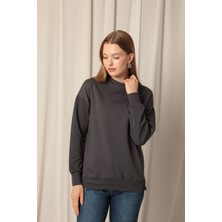 Iki Iplik Kumaş Kadın Antrasit Sweat