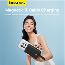 Baseus Magsafe Mini 30W 10.000 Mah Type-C Kablolu Kablosuz Şarjlı Powerbank Siyah