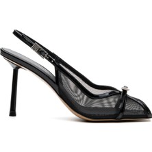 Secret Siyah Tekstil Kadın Topuklu Sandalet