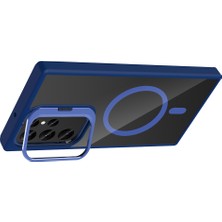 Galaxy S24 Ultra Kılıf Standlı ve Kamera Lens Hediyeli M-Safe Şarj Özellikli Znth Etro Kapak - Laciv