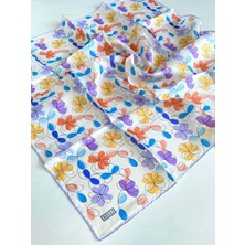 Belli Tivil Saf İpek Eşarp 4045 - 85 Beyaz Karışık Desen