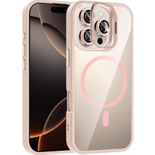 iPhone 16 Pro Max Kılıf Standlı ve Kamera Lens Hediyeli M-Safe Şarj Özellikli Znth Etro Kapak - Pemb