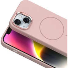 iPhone 14 Kılıf M-Safe Şarj Özellikli Metal Kamera Çerçeveli Znth Edi Silikon Kapak - Lila