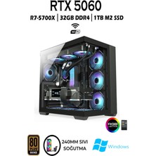 Teknocity TCX10 Ryzen 7 5700X 32GB 1tb M.2 SSD RTX5060 Sıvı Soğutmalı Masaüstü Oyuncu Bilgisayarı Hazır Sistem