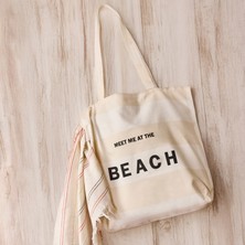 Evidea Soft Beach Çanta - Ekru - 50X45 cm