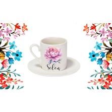 Çiçekli Isimli Türk Kahvesi Fincanı