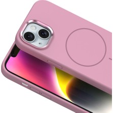 iPhone 14 Kılıf M-Safe Şarj Özellikli Metal Kamera Çerçeveli Mbtk Edi Silikon Kapak - Lila