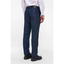 Lacivert Regular Armürlü Kumaş Pantolon