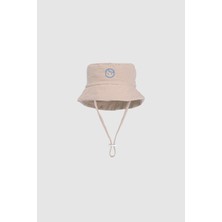 Little Gusto Bej Organik Pamuk Müslin Balıkçı Şapkası Erkek Çocuklar İçin Düz Desenli