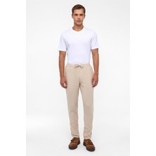 Bej Slim Düz Jogger Pantolon