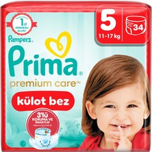 Prima Premium Care Külot Bebek Bezi 5 Numara 34 Adet Junior İkiz Paket