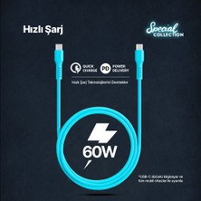 Ttec  Usb-C - Usb-C 120CM 60W Pd/qc Hızlı Şarj/data Kablosu  Neon Mavi 2DK59NM