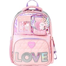 Muggle 2 Bölmeli Love Okul Sırt Çantası Pudra Pembe (MU-5780)