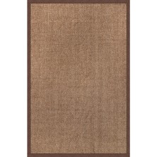 Saraz Halı 0503-KAHVE Kumaş Bordür Sisal Halı Kilim Hav Toz Vermez Kolay Temizlenen Hasır Kilim