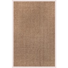 Saraz Halı 0503-KREM Kumaş Bordür Sisal Halı Kilim Hav Toz Vermez Kolay Temizlenen Hasır Kilim