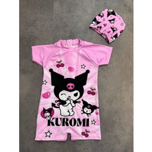 Kız Çocuk Kuromi Baskı Tulum Mayo Bone Takım
