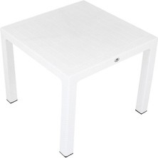 Mandella 90x90 Elit Rattan Masa BEYAZ