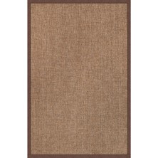 0604-KAHVE Kumaş Bordür Sisal Halı Kilim Hav Toz Vermez Kolay Temizlenen Hasır Kilim
