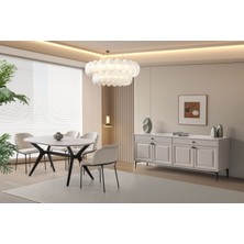 Doressa Nantes Yemek Takımı Ahşap 6 Kişilik Modern Tasarım Sabit Masa Dikdörtgen Şekil