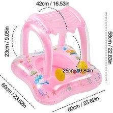 Gölgelikli Bebek Flatörü | Oyuncaklı Baby Float | Tente Koruyuculu Şişme Yüzme Simidi | 60X60CM
