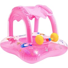 Gölgelikli Bebek Flatörü | Oyuncaklı Baby Float | Tente Koruyuculu Şişme Yüzme Simidi | 60X60CM