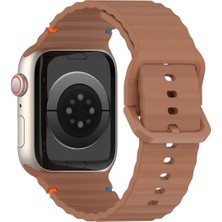 MobaxAksesuar Apple Watch 10/11 42mm-38/40/41mm Kordon Dekoratif Örgü Çizgili Spor Silikon Kayış 2/3/4/5/6/se/7/8/9