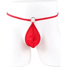 Kırmızı Tül Transparan Halkalı Erkek String Iç Giyim