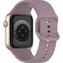 MobaxAksesuar Apple Watch 44/45/46/49mm Kordon Dekoratif Örgü Çizgili Spor Silikon Kayış 2/3/4/5/6/se/7/8/9/10/11/ultra