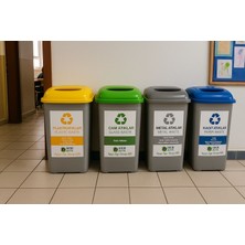Deembro 4 Adet * 50 Lt Plastik Cam Metal Kağıt Için Plastik Sıfır Atık Kutusu Geri Dönüşüm Kutusu Toplama büyük boy