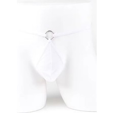 Beyaz Tül Transparan Halkalı Erkek String Iç Giyim