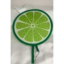 Yeşil Limon Dilimi Desen Katlanabilir Yuvarlak Yelpaze (21*21)