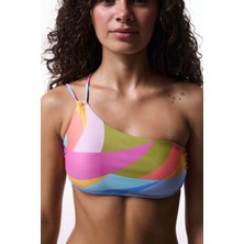 Renkli Beja Halter Bikini Üstü