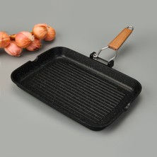 Cem Döküm Grill Tava - Gri - 34X24 cm