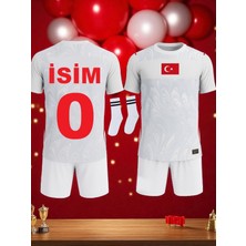 Türkiye Beyaz Milli Takım Isme Özel Yazdırmalı Çocuk Halı Saha Forma Beyaz
