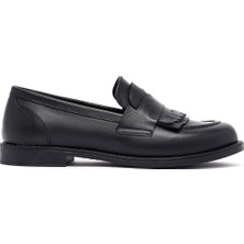 Derimod Kadın Siyah Deri Maskülen Loafer 25AFD201618