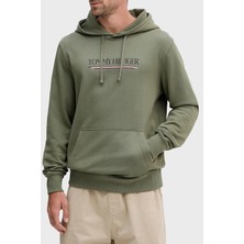 Tommy Hilfiger Logolu % 100 Pamuk Relaxed Fit Kapüşonlu Kanguru Cepli Sweat Erkek Sweat MW0MW40534 Plı