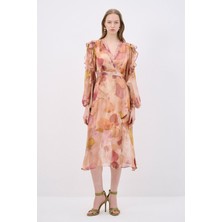 adL Desenli Uzun Elbise