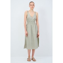 adL Askılı V Yaka Uzun Elbise