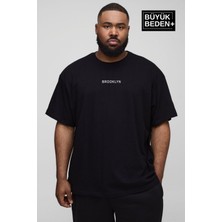 Süperlife Erkek Büyük Beden Orta Brooklyn Baskılı Bisiklet Yaka Tshırt SPR25BTS11