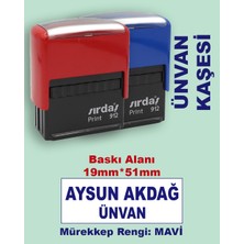 Ünvan Kaşesi, 912 (51mm*19 mm) Mavi Keçeli Otomatik Kaşe