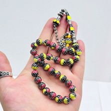 Oltu Taşı ve Galalit Karışımı Gümüş İşlemeli Erzurum